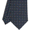 E.Marinella CRAVATTA SARTORIALE CLASSICA IN SETA BLU SCURO Microfantasia fiore Sale