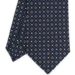 E.Marinella CRAVATTA SARTORIALE CLASSICA IN SETA BLU SCURO Microfantasia fiore Sale