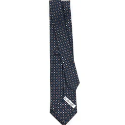 E.Marinella CRAVATTA SARTORIALE CLASSICA IN SETA BLU SCURO Microfantasia fiore Sale