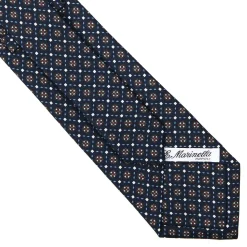 E.Marinella CRAVATTA SARTORIALE CLASSICA IN SETA BLU SCURO Microfantasia fiore Sale
