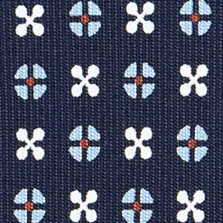 E.Marinella CRAVATTA SARTORIALE CLASSICA IN SETA BLU SCURO Microfantasia fiore Hot