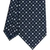 E.Marinella CRAVATTA SARTORIALE CLASSICA IN SETA BLU SCURO Microfantasia fiore Outlet