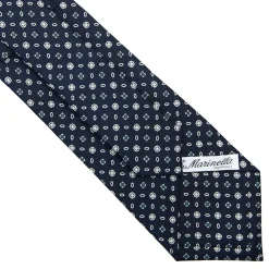 E.Marinella CRAVATTA SARTORIALE CLASSICA IN SETA BLU SCURO Microfantasia fiore Outlet