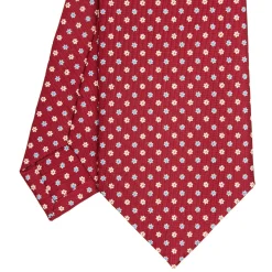 E.Marinella CRAVATTA SARTORIALE CLASSICA IN SETA BORDEAUX Microfantasia fiore Outlet