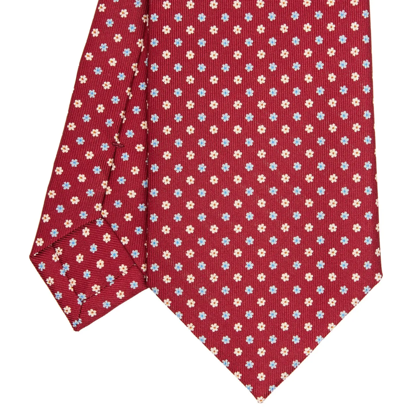 E.Marinella CRAVATTA SARTORIALE CLASSICA IN SETA BORDEAUX Microfantasia fiore Outlet