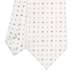E.Marinella CRAVATTA SARTORIALE CLASSICA IN SETA BIANCA Microfantasia fiore Outlet