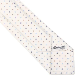 E.Marinella CRAVATTA SARTORIALE CLASSICA IN SETA BIANCA Microfantasia fiore Outlet