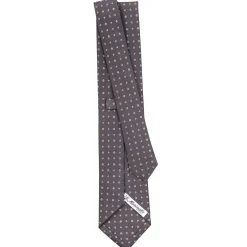 E.Marinella CRAVATTA SARTORIALE CLASSICA IN SETA GRIGIO SCURO Microfantasia fiore Best