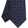 E.Marinella CRAVATTA SARTORIALE CLASSICA IN SETA BLU SCURO Microfantasia fiore New