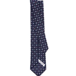 E.Marinella CRAVATTA SARTORIALE CLASSICA IN SETA BLU SCURO Microfantasia fiore Hot