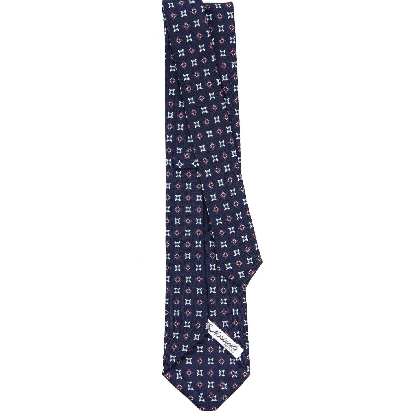 E.Marinella CRAVATTA SARTORIALE CLASSICA IN SETA BLU SCURO Microfantasia fiore Hot