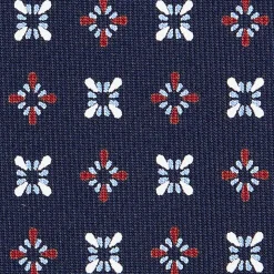 E.Marinella CRAVATTA SARTORIALE CLASSICA IN SETA BLU SCURO Microfantasia fiore Hot