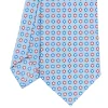E.Marinella CRAVATTA SARTORIALE CLASSICA IN SETA AZZURRA Microfantasia fiore New