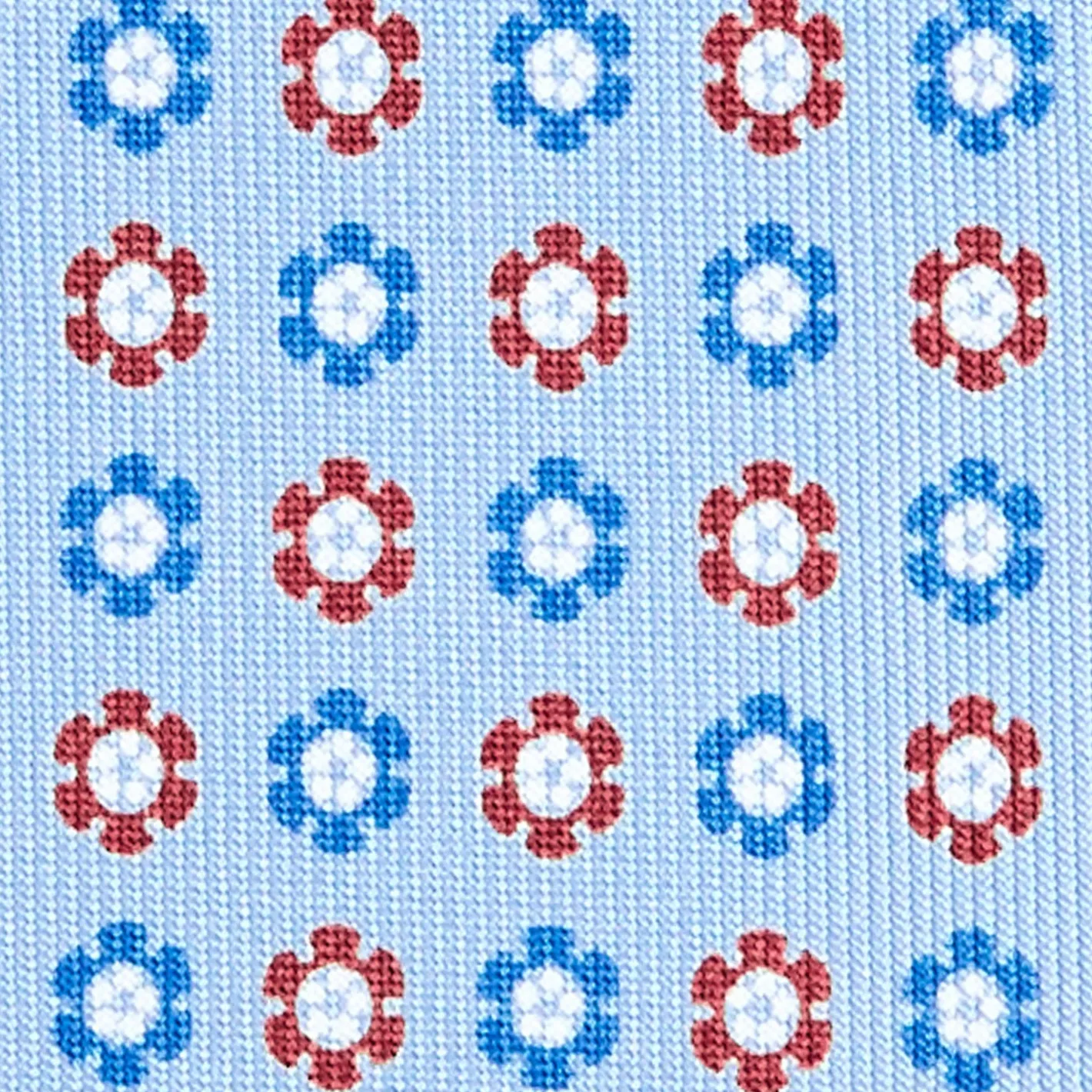 E.Marinella CRAVATTA SARTORIALE CLASSICA IN SETA AZZURRA Microfantasia fiore New