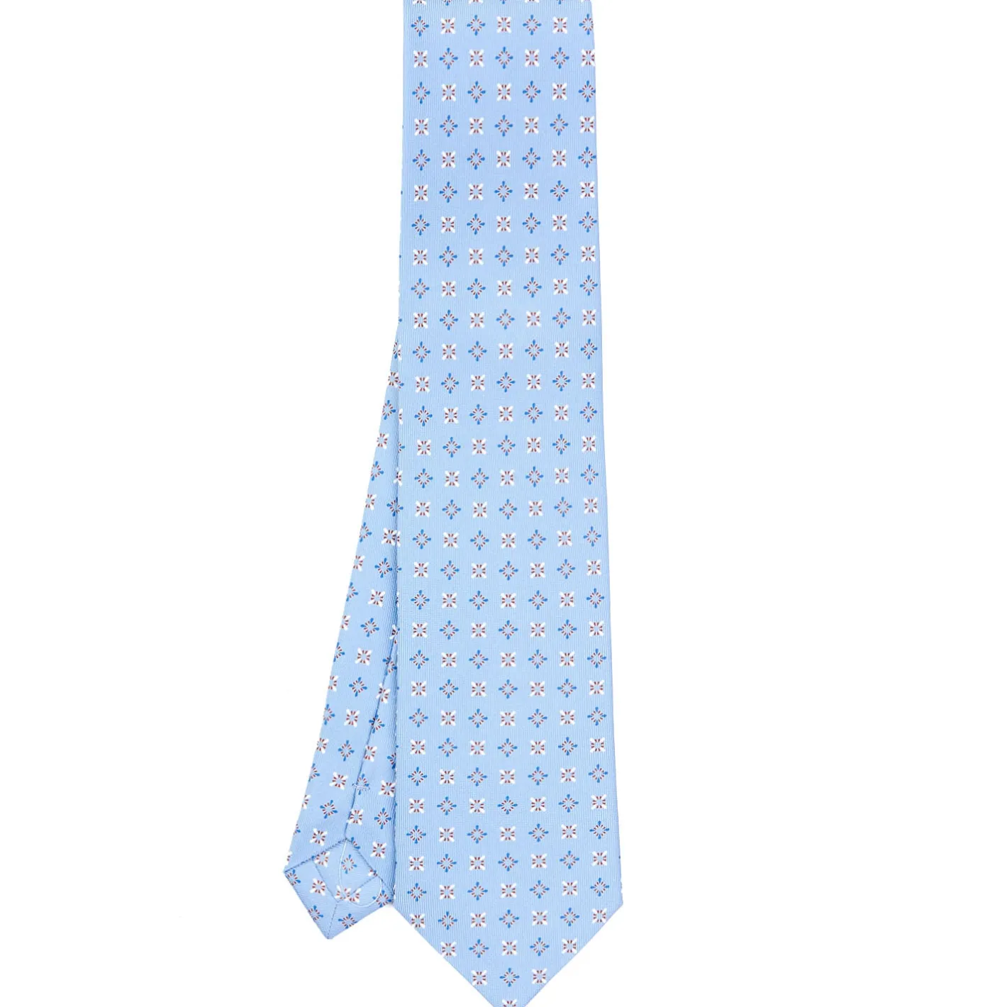 E.Marinella CRAVATTA SARTORIALE CLASSICA IN SETA AZZURRA Microfantasia fiore Discount