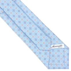 E.Marinella CRAVATTA SARTORIALE CLASSICA IN SETA AZZURRA Microfantasia fiore Discount