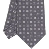 E.Marinella CRAVATTA SARTORIALE CLASSICA IN SETA GRIGIO SCURO Microfantasia fiore Sale