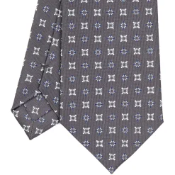 E.Marinella CRAVATTA SARTORIALE CLASSICA IN SETA GRIGIO SCURO Microfantasia fiore Sale