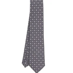 E.Marinella CRAVATTA SARTORIALE CLASSICA IN SETA GRIGIO SCURO Microfantasia fiore Sale