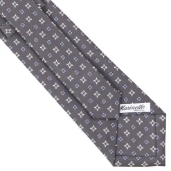 E.Marinella CRAVATTA SARTORIALE CLASSICA IN SETA GRIGIO SCURO Microfantasia fiore Sale