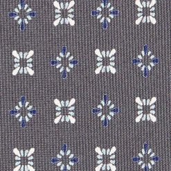 E.Marinella CRAVATTA SARTORIALE CLASSICA IN SETA GRIGIO SCURO Microfantasia fiore Sale