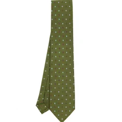 E.Marinella CRAVATTA SARTORIALE CLASSICA IN SETA VERDE OLIVA Microfantasia fiore Outlet