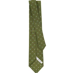 E.Marinella CRAVATTA SARTORIALE CLASSICA IN SETA VERDE OLIVA Microfantasia fiore Outlet
