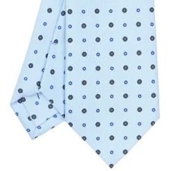 E.Marinella CRAVATTA SARTORIALE CLASSICA IN SETA AZZURRA Microfantasia fiore Online
