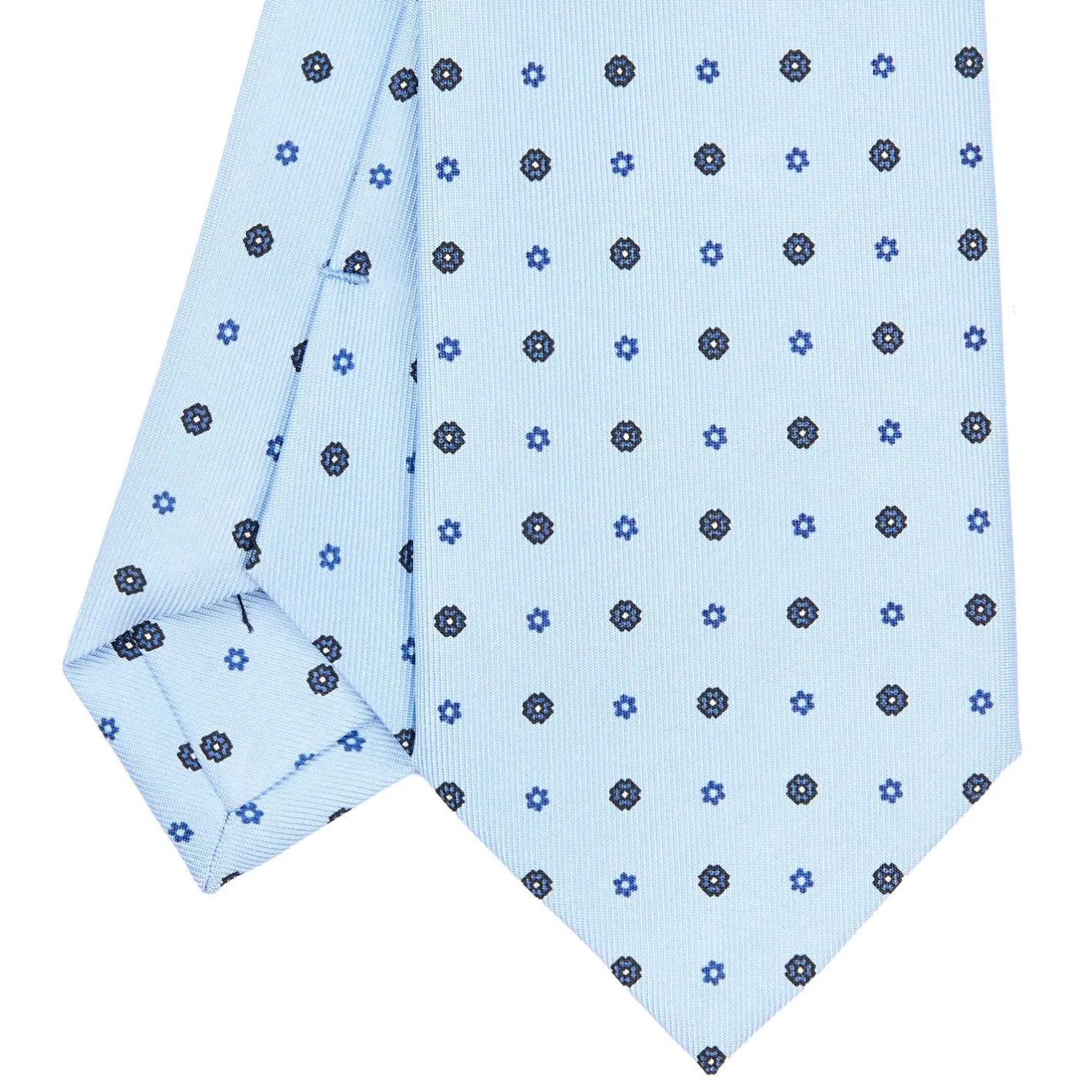 E.Marinella CRAVATTA SARTORIALE CLASSICA IN SETA AZZURRA Microfantasia fiore Online