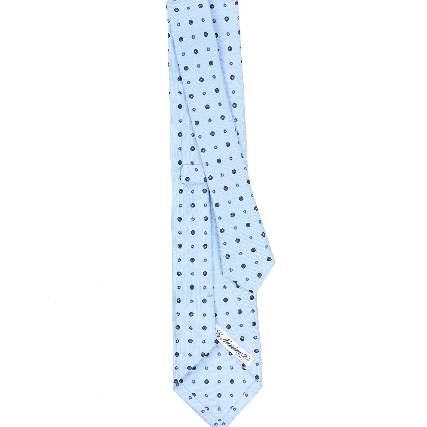 E.Marinella CRAVATTA SARTORIALE CLASSICA IN SETA AZZURRA Microfantasia fiore Online