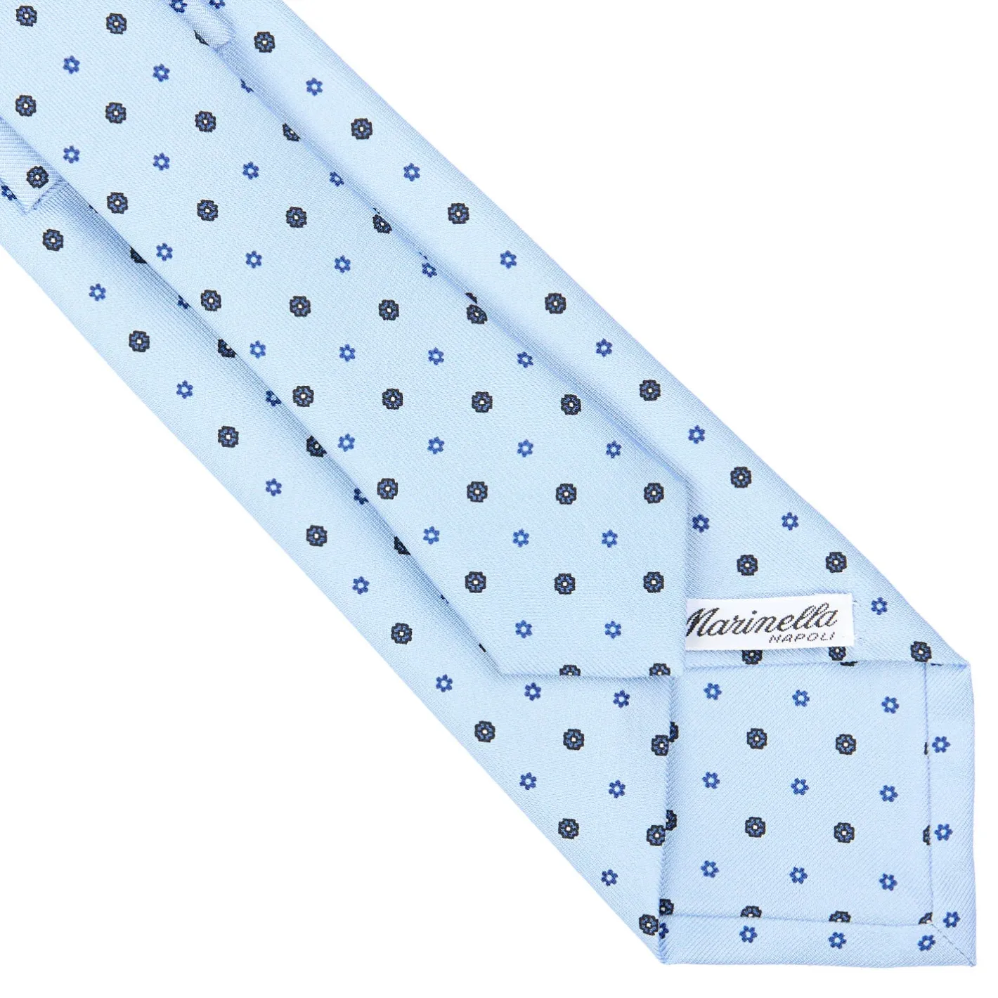 E.Marinella CRAVATTA SARTORIALE CLASSICA IN SETA AZZURRA Microfantasia fiore Online