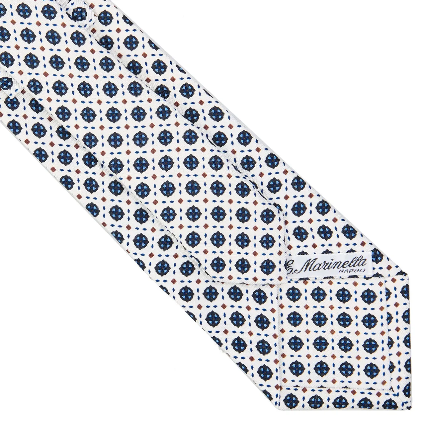 E.Marinella CRAVATTA SARTORIALE CLASSICA IN SETA BIANCA Microfantasia fiore Online
