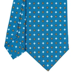 E.Marinella CRAVATTA SARTORIALE CLASSICA IN SETA BLU MEDIO Microfantasia fiore Online