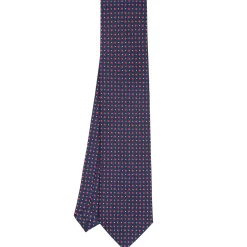 E.Marinella CRAVATTA SARTORIALE CLASSICA IN SETA BLU SCURO Microfantasia fiore Discount