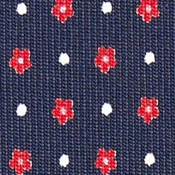 E.Marinella CRAVATTA SARTORIALE CLASSICA IN SETA BLU SCURO Microfantasia fiore Discount