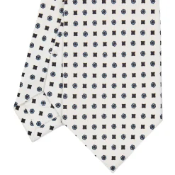E.Marinella CRAVATTA SARTORIALE CLASSICA IN SETA BIANCA Microfantasia fiore Online