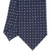 E.Marinella CRAVATTA SARTORIALE CLASSICA IN SETA BLU SCURO Microfantasia fiore Hot