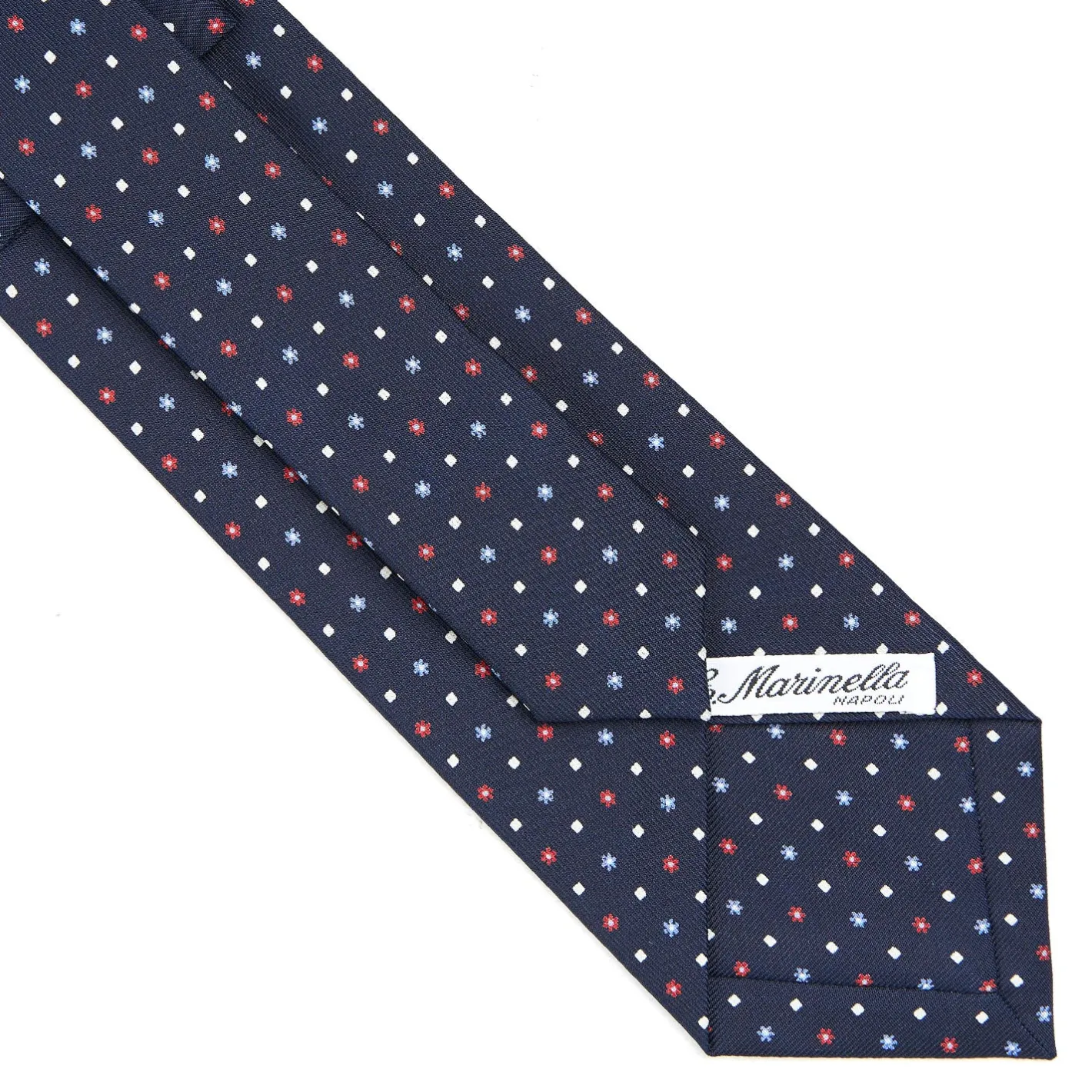 E.Marinella CRAVATTA SARTORIALE CLASSICA IN SETA BLU SCURO Microfantasia fiore Hot