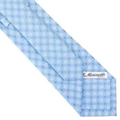 E.Marinella CRAVATTA SARTORIALE CLASSICA IN SETA AZZURRA Microfantasia fiore Hot