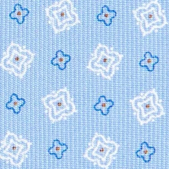 E.Marinella CRAVATTA SARTORIALE CLASSICA IN SETA AZZURRA Microfantasia fiore Hot