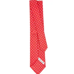 E.Marinella CRAVATTA SARTORIALE CLASSICA IN SETA ROSSA Microfantasia fiore Outlet