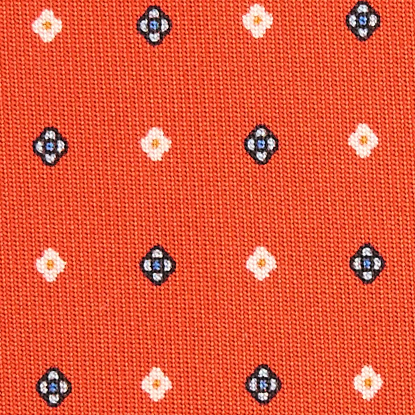 E.Marinella CRAVATTA SARTORIALE CLASSICA IN SETA ARANCIONE Microfantasia fiore New