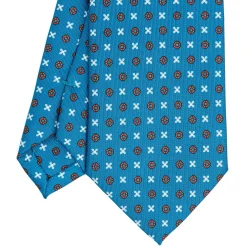 E.Marinella CRAVATTA SARTORIALE CLASSICA IN SETA BLU MEDIO Microfantasia fiore Online