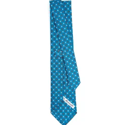 E.Marinella CRAVATTA SARTORIALE CLASSICA IN SETA BLU MEDIO Microfantasia fiore Online