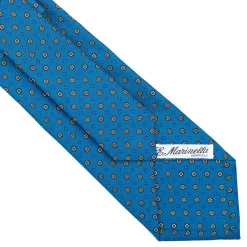 E.Marinella CRAVATTA SARTORIALE CLASSICA IN SETA BLU MEDIO Microfantasia fiore Hot