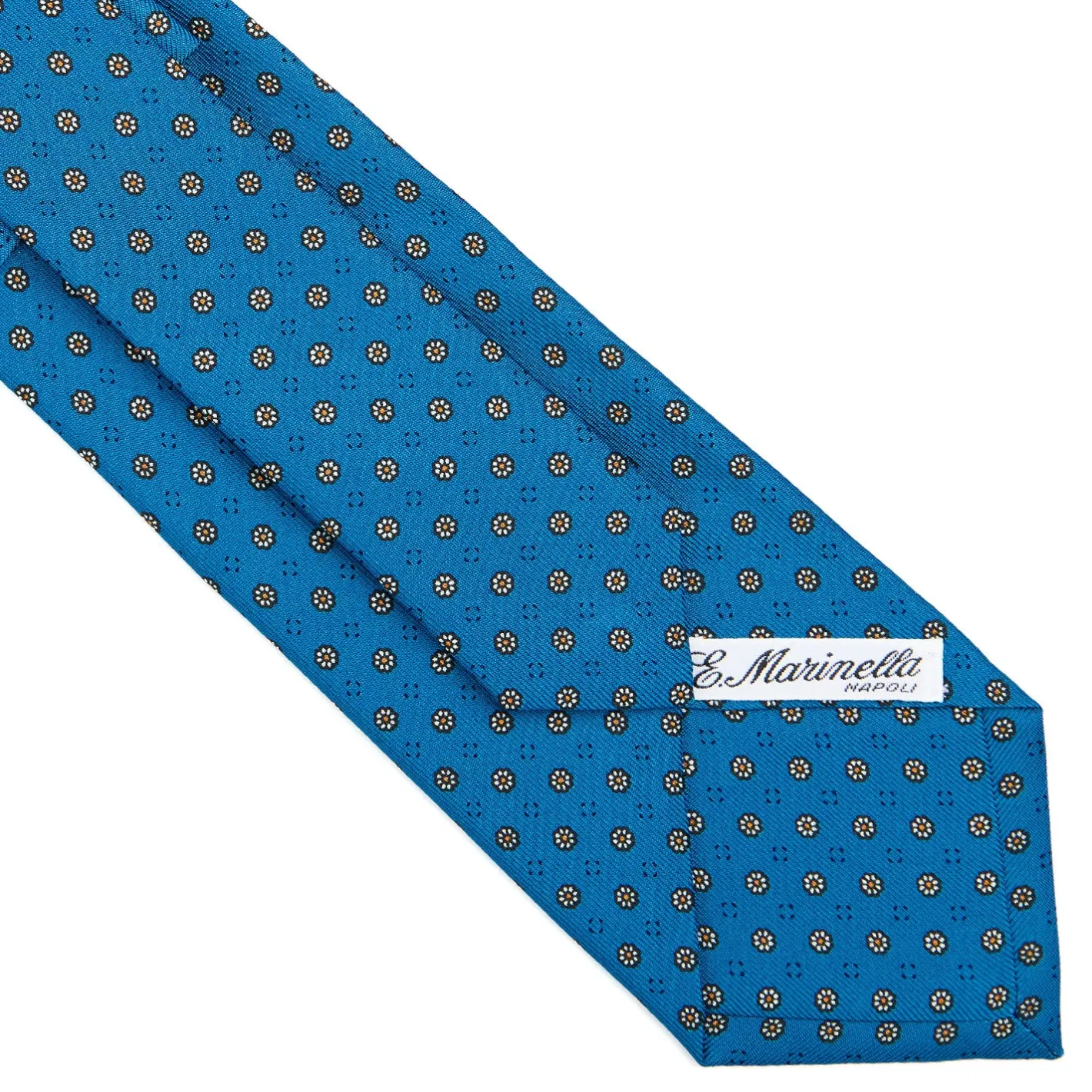 E.Marinella CRAVATTA SARTORIALE CLASSICA IN SETA BLU MEDIO Microfantasia fiore Hot