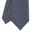 E.Marinella CRAVATTA SARTORIALE CLASSICA IN SETA BLU SCURO Microfantasia fiore Online