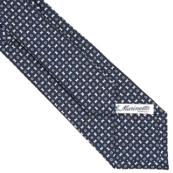 E.Marinella CRAVATTA SARTORIALE CLASSICA IN SETA BLU SCURO Microfantasia fiore Online