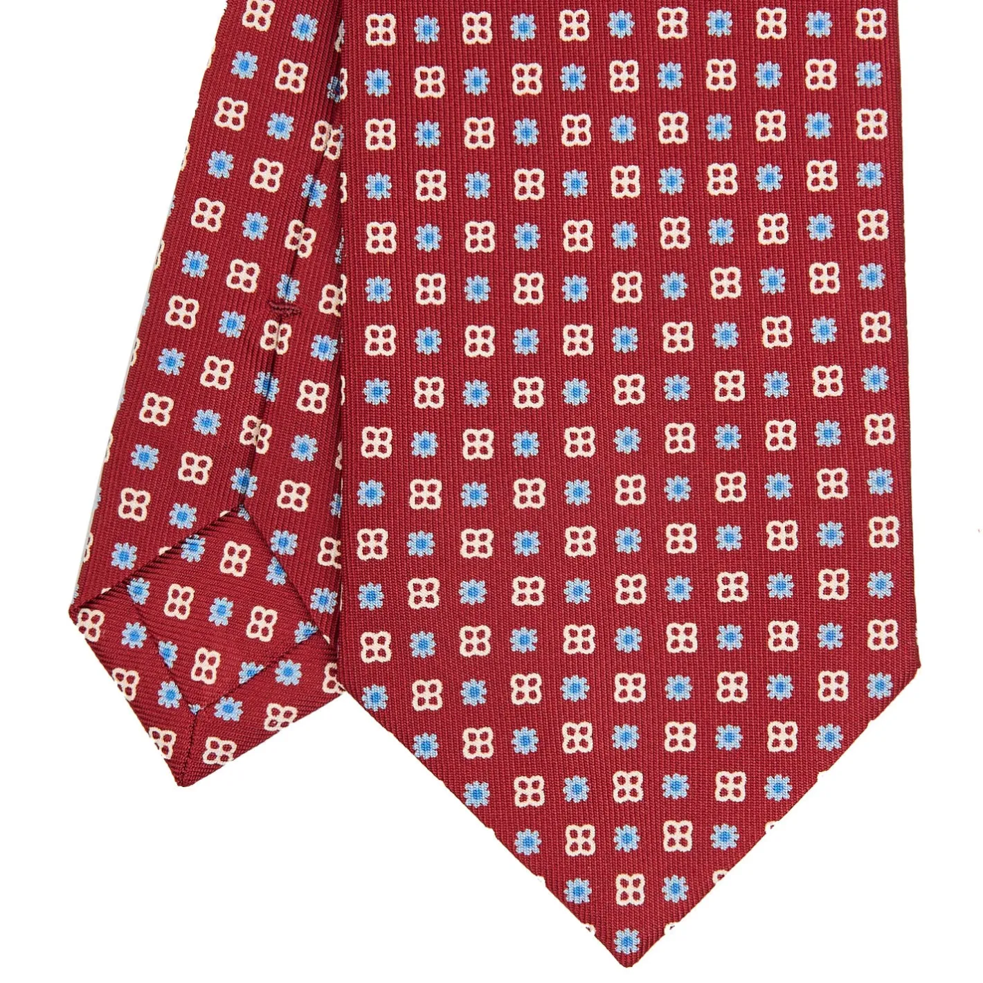 E.Marinella CRAVATTA SARTORIALE CLASSICA IN SETA BORDEAUX Microfantasia fiore Outlet