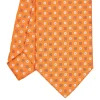 E.Marinella CRAVATTA SARTORIALE CLASSICA IN SETA ARANCIONE Microfantasia fiore Discount